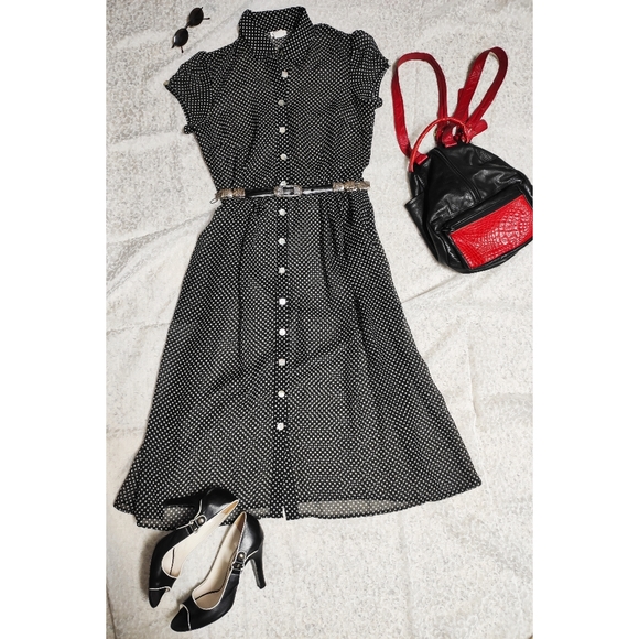 Vintage sheer Polka Dot maxi dress - Picture 9 of 10